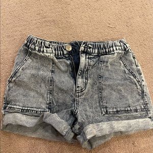 distressed jean shorts